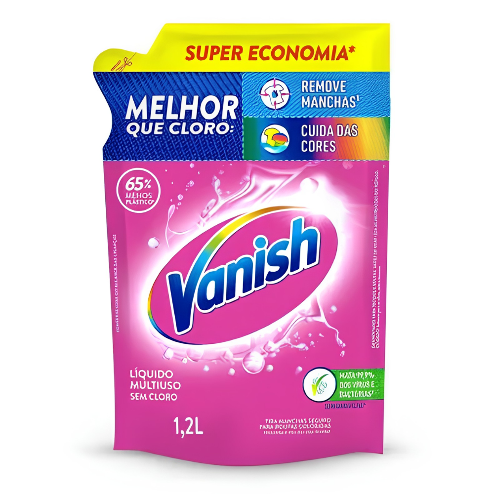 Imagem - Alvejante sem Cloro Vanish Líquido Refil de 1,2L Eficaz na remoção de manchas difíceis do dia a dia.