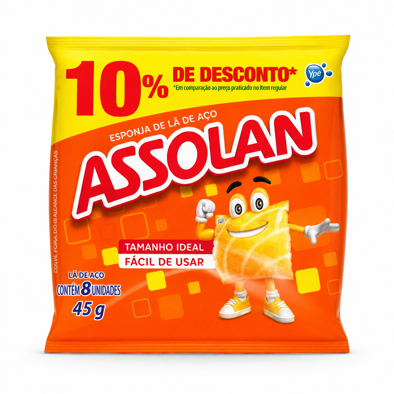 Imagem - Esponja de Lã de Aço Assolan Ypê 45g com 10% de Desconto Pacote com 8 Unidades