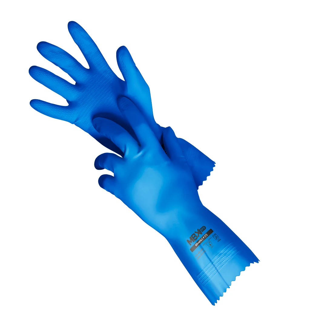 Luva de Látex Verniz Interno Palma Antiderrapante Azul P (7