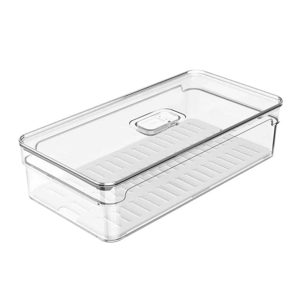 Imagem - Organizador Clear Fresh 2,8 Litros com Tampa 30x15x7cm OF200 OU. Ventilação e umidade controlada