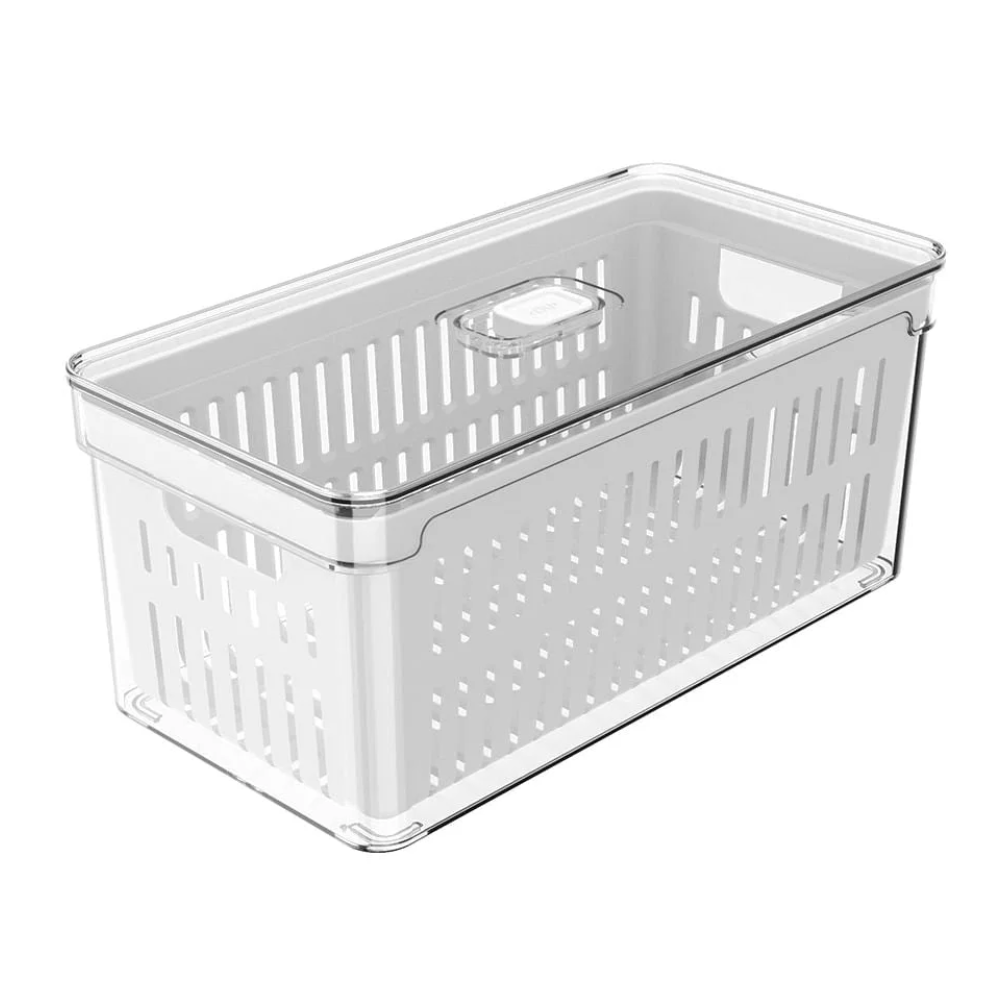 Imagem - Organizador Clear Fresh 5 Litros com Tampa e Cesto 30x15x13cm OF350 OU. Ventilação e umidade controlada.