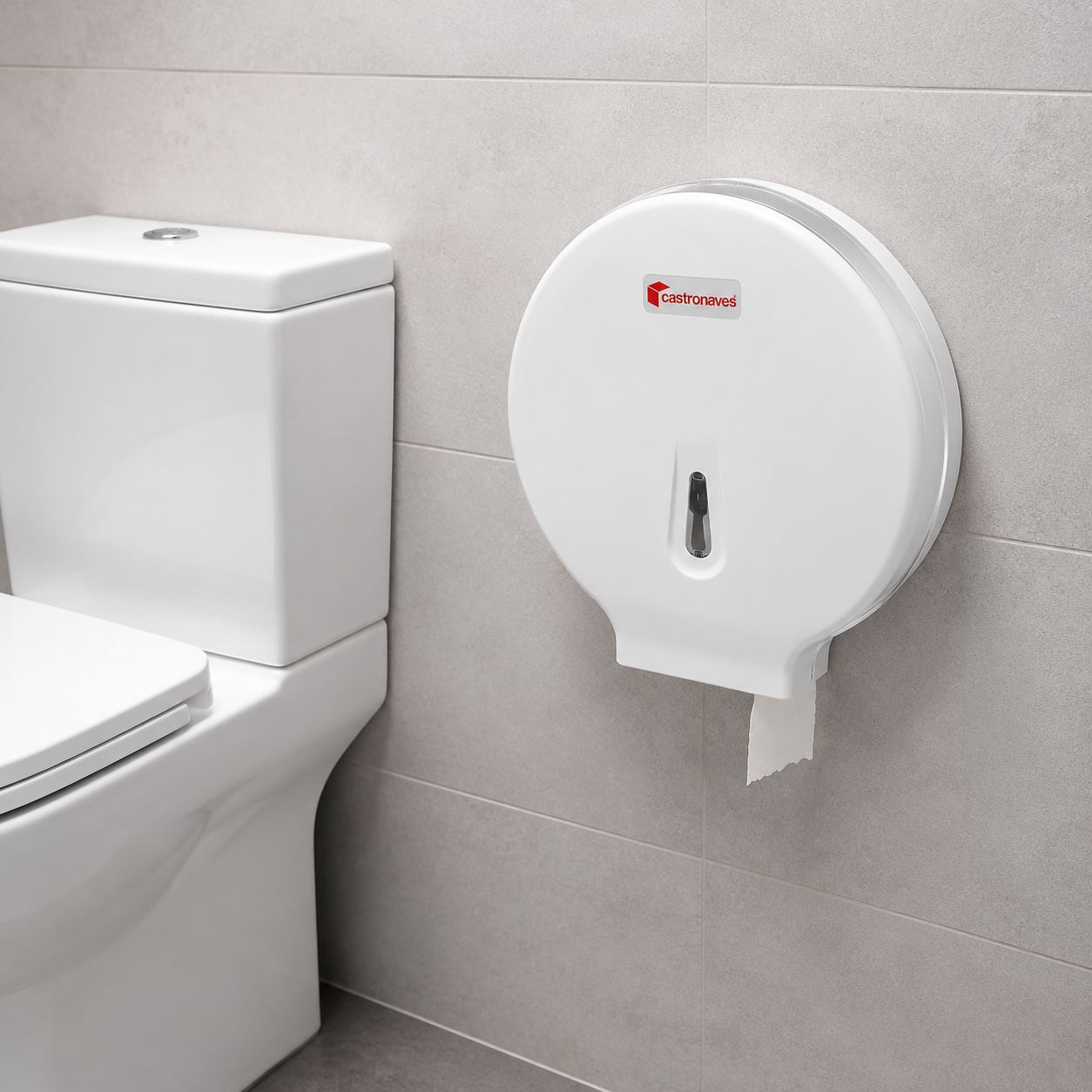 Rolo de papel higiênico institucional branco em embalagem