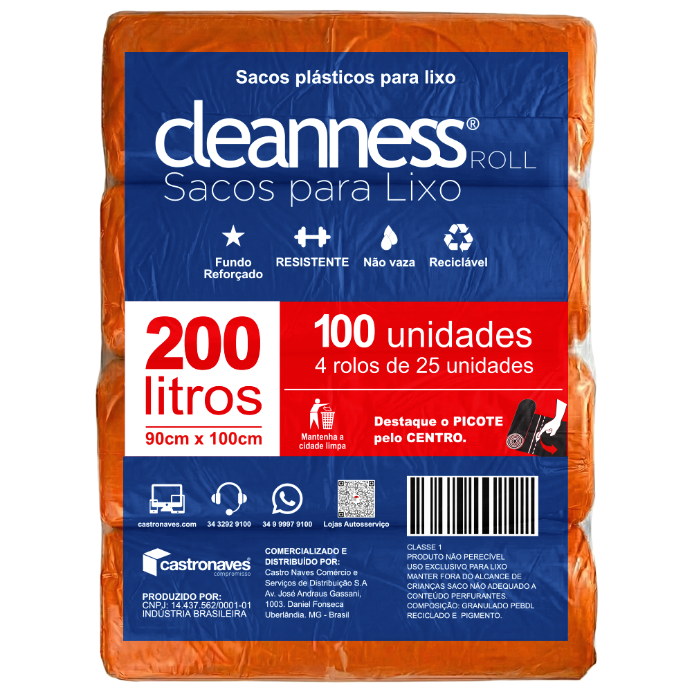Saco para Lixo 200 Litros Amarelo Reforçado 90x100cm C/100