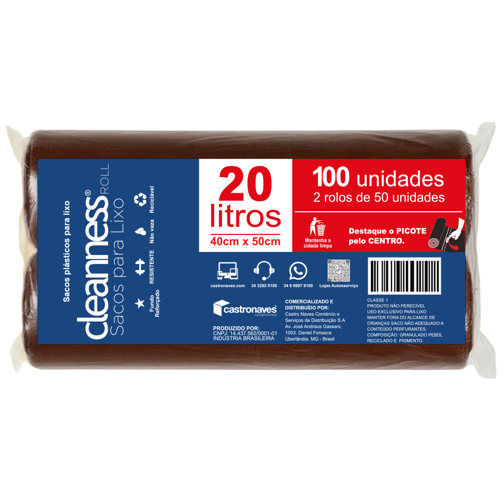 Imagem - Saco para Lixo 20 Litros na Cor Marrom - Pacote com 100 Unidades