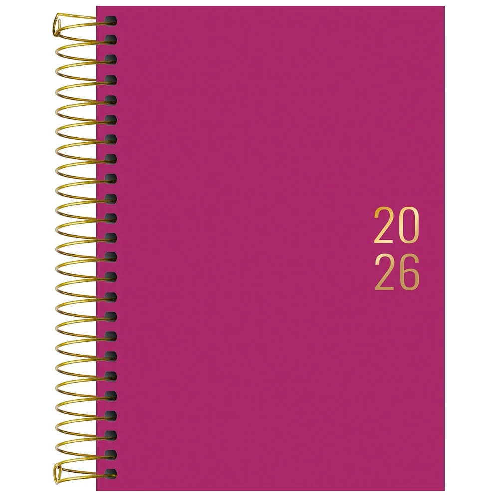 Agenda Diária 2026 Napoli Espiralada cor Rosa Modelo 5 129x187mm