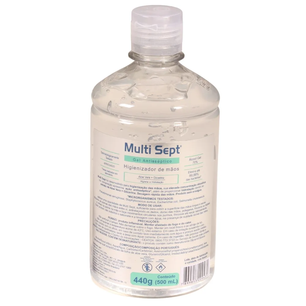 Castro Naves - ALCOOL 70% GEL MULTISEPT 500ML TAMPA FLIP TOP - 96222 01