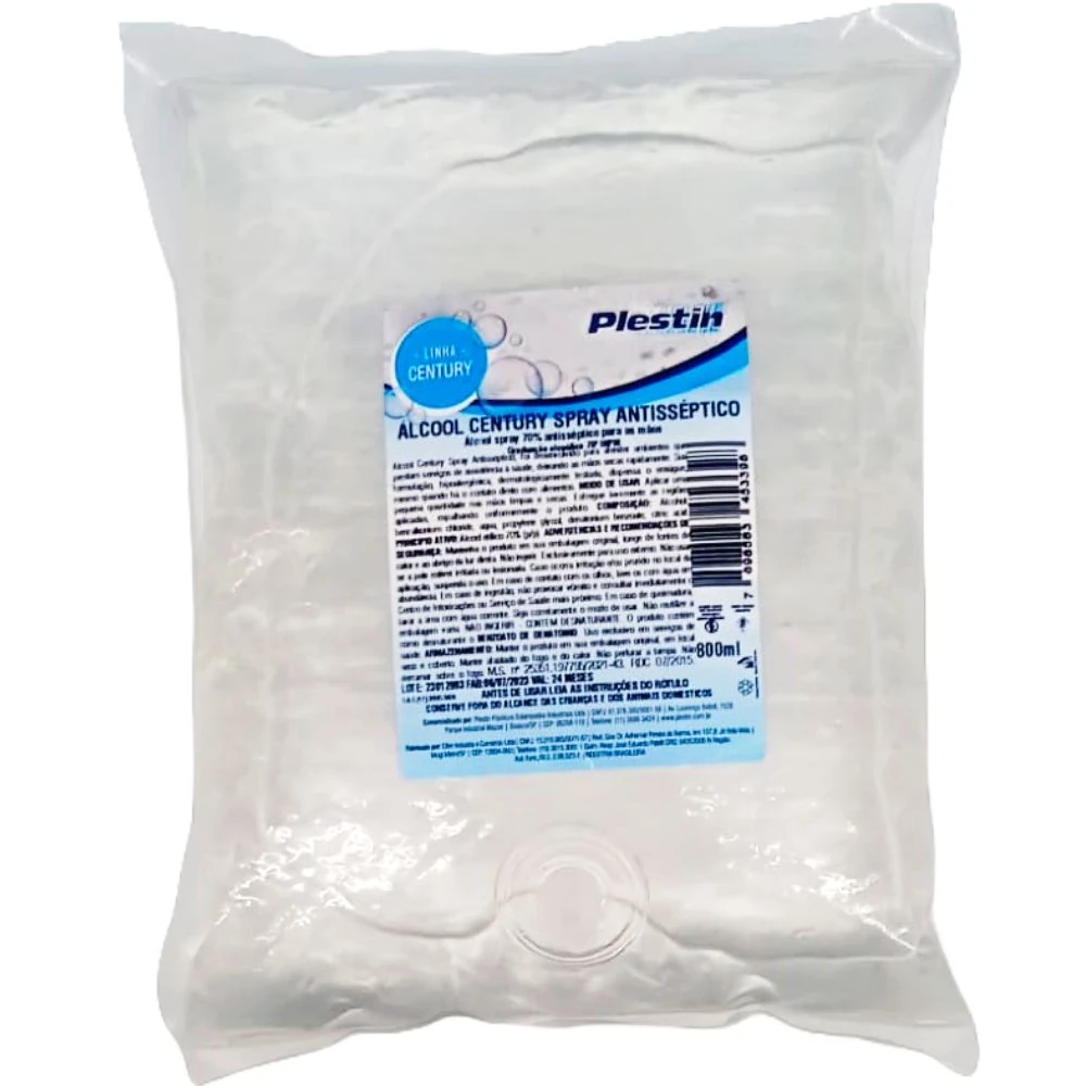 Imagem - Álcool Spray 70% Antisséptico Century Refil de 800ml