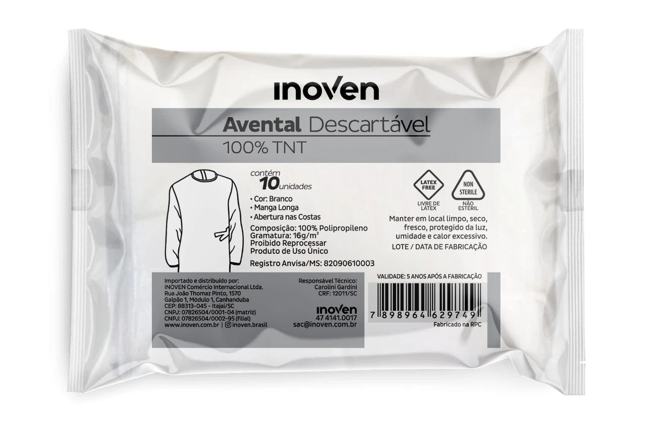 Castro Naves - AVENTAL DESC. TNT MANGA LONGA 15G C/10 - 106826 01