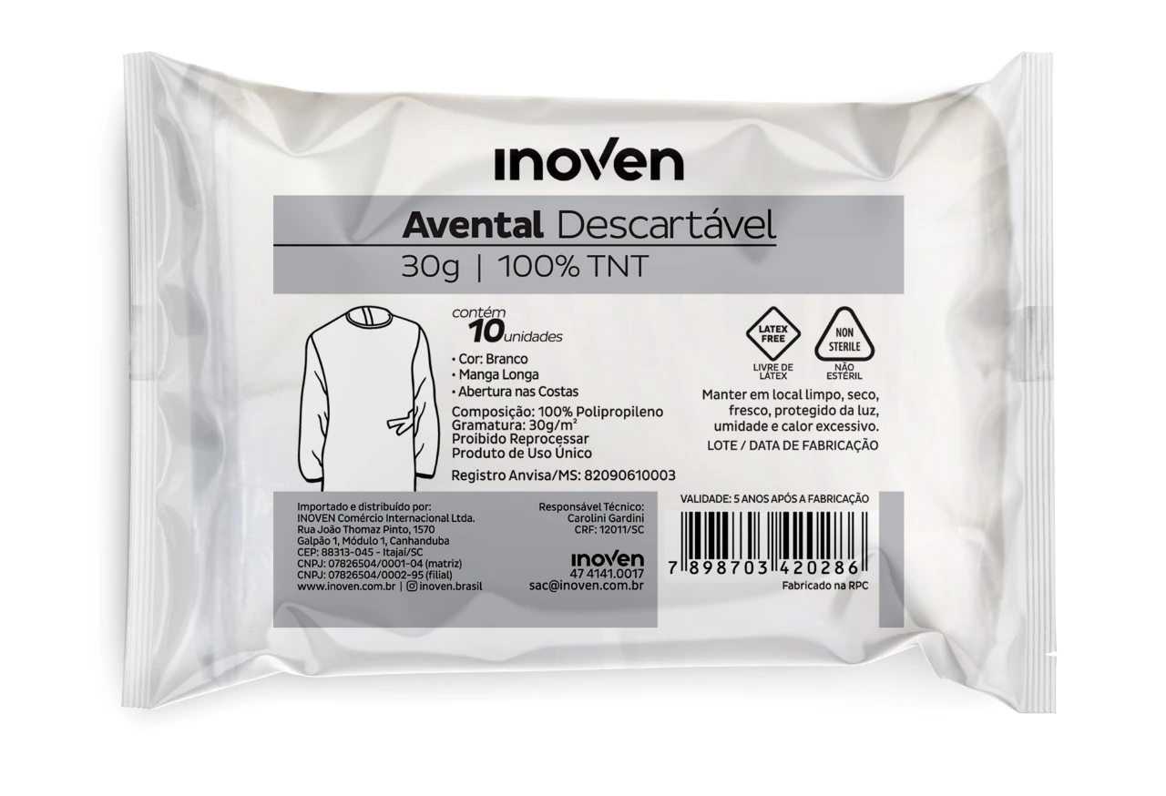 Castro Naves - AVENTAL DESC. TNT MANGA LONGA 30G C/10 - 106837 01