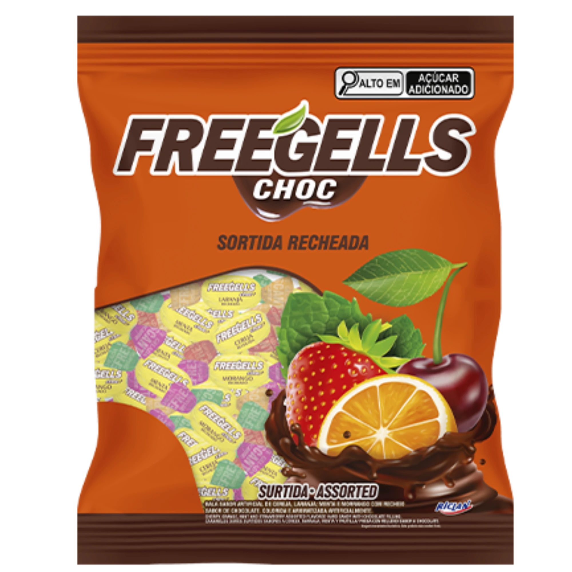 Castro Naves - BALA DURA FREEGELLS CHOCOLATE SORT 475G  - 9784 01