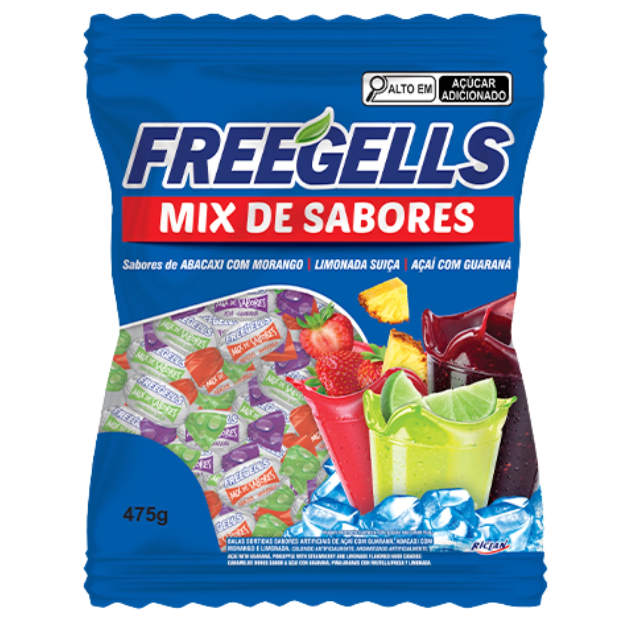 Castro Naves - BALA DURA FREEGELLS MIX SABORES 475G - 9609 01