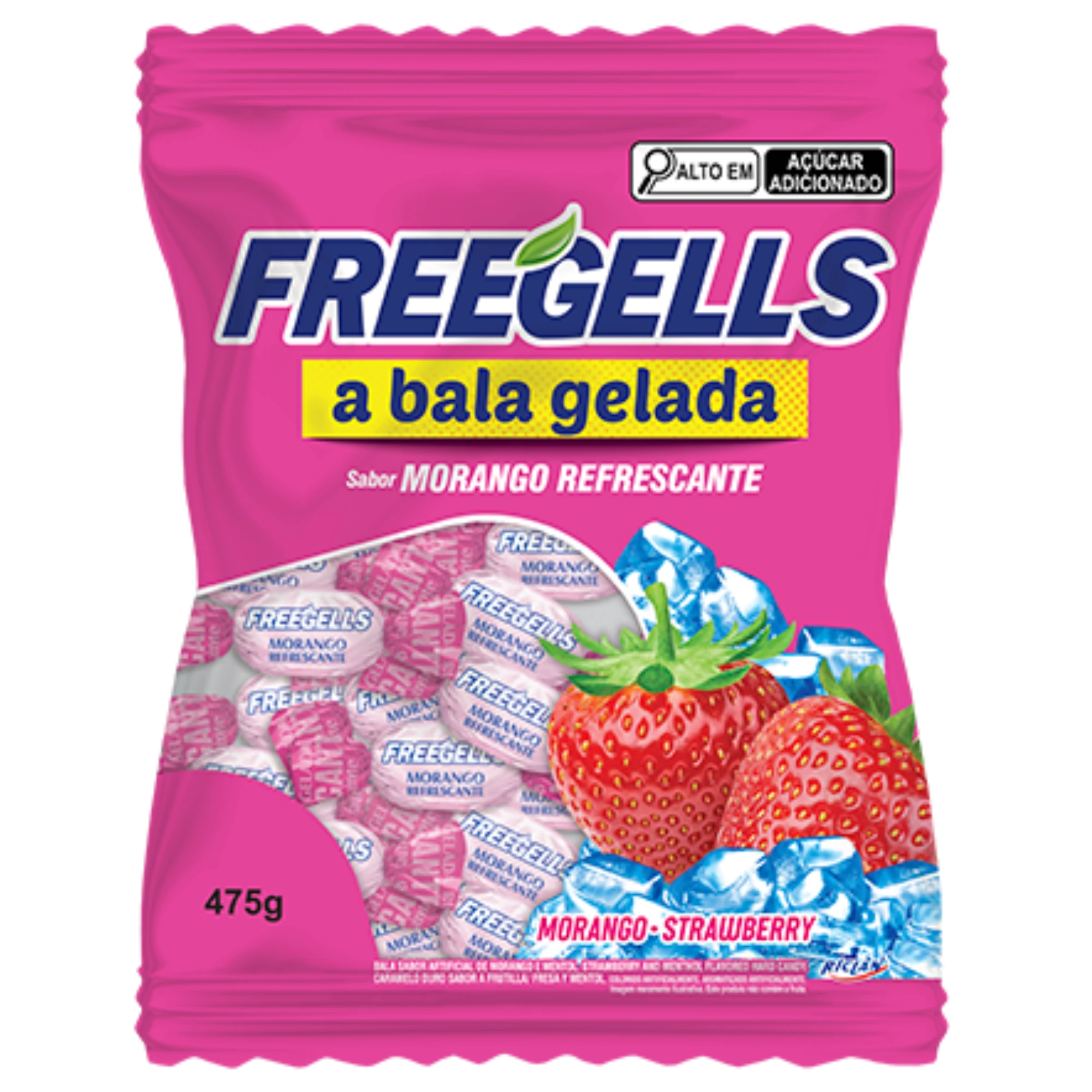 Castro Naves - BALA DURA FREEGELLS MORANGO 475G - 9787 01