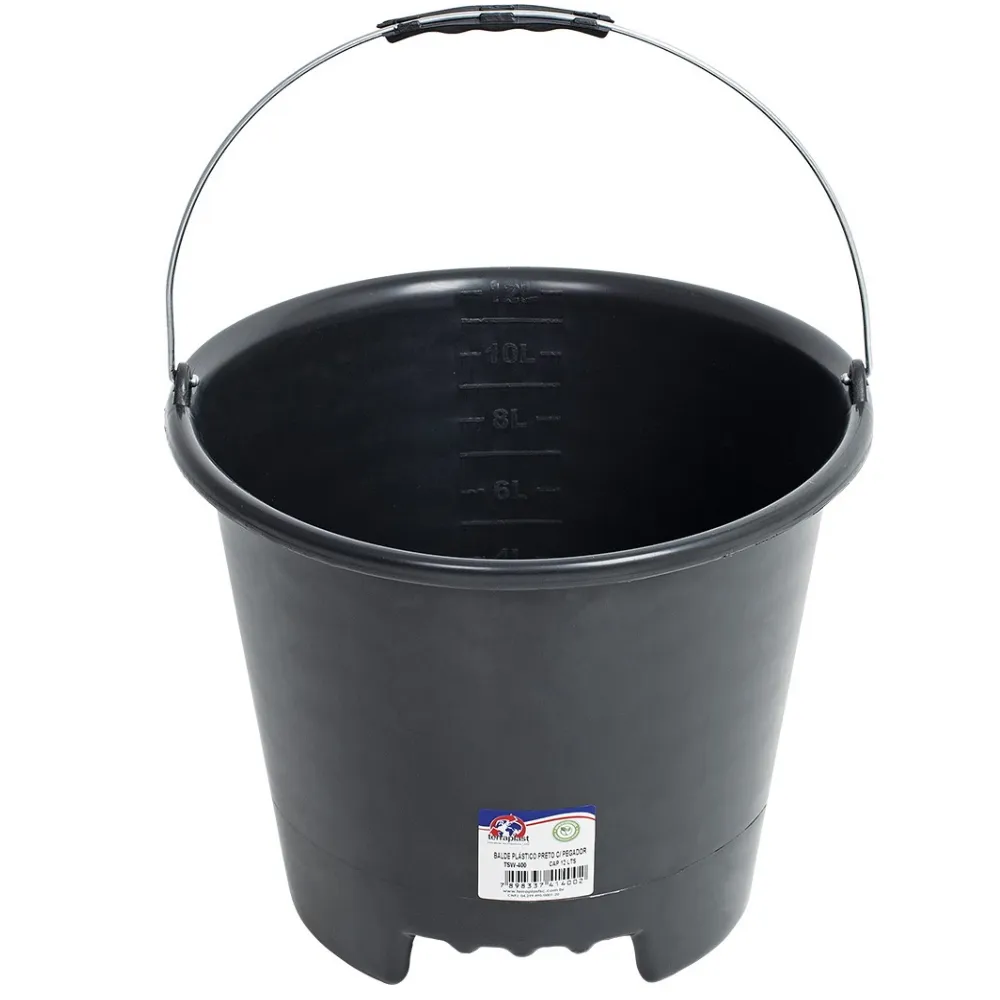 Castro Naves - BALDE PLASTICO REFOR. C/PEGADOR 12L PR - 14006 01