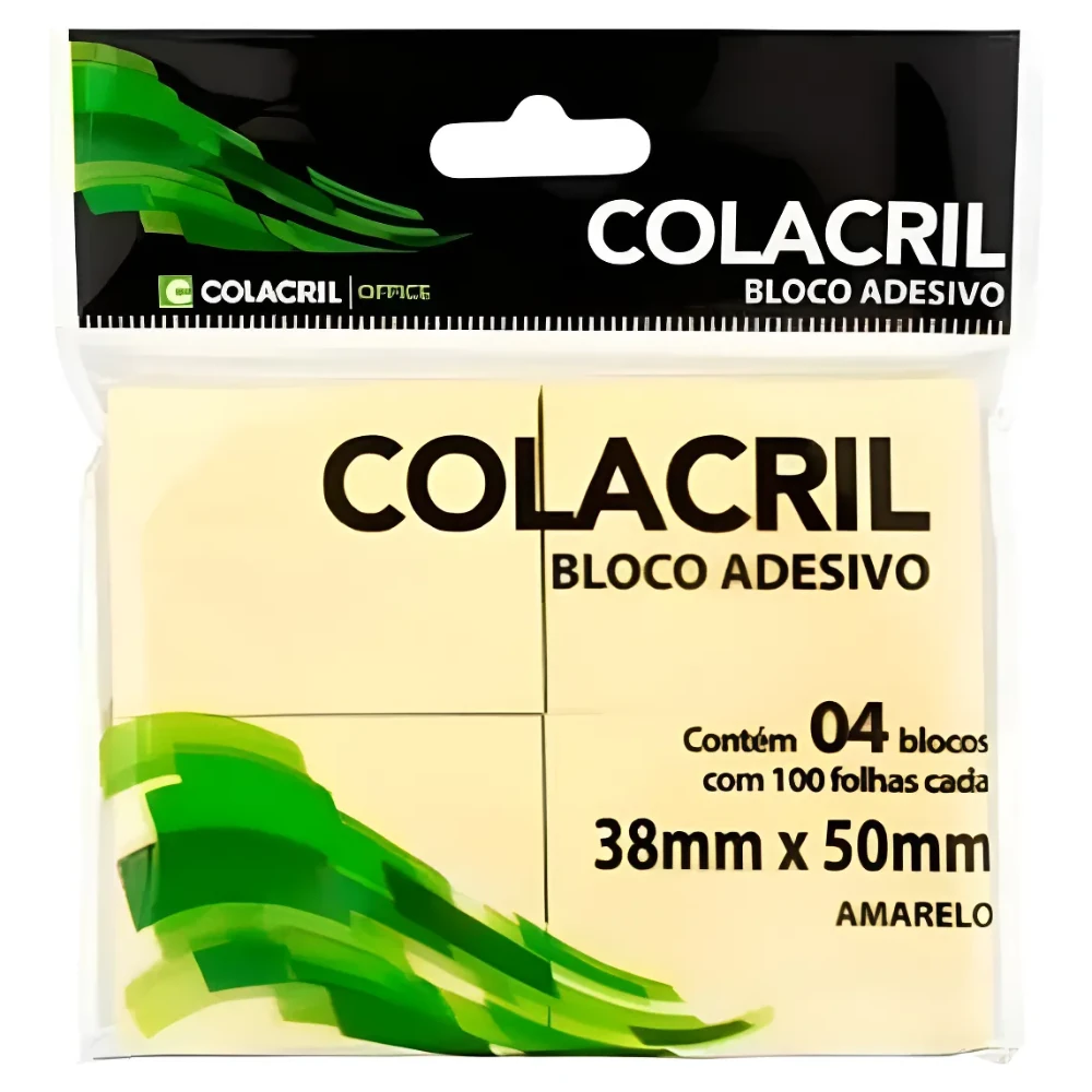 Castro Naves - BLOCO ADESIVO 38X50 AM 100F C/4 BL COLACRIL - 12910 01