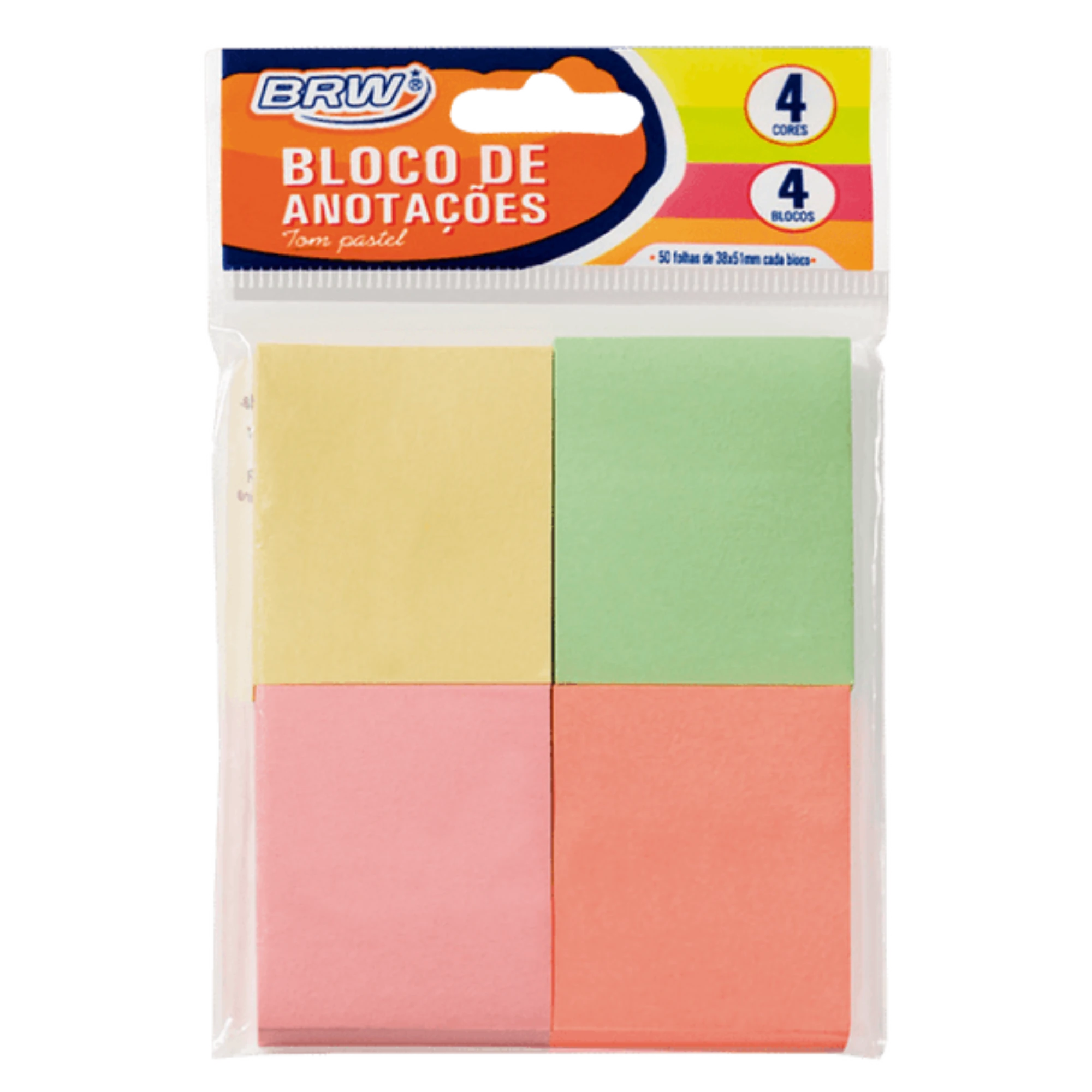 Castro Naves - BLOCO ADESIVO 38X50 COL 50F C/ 4 BL BRW - 9118 01