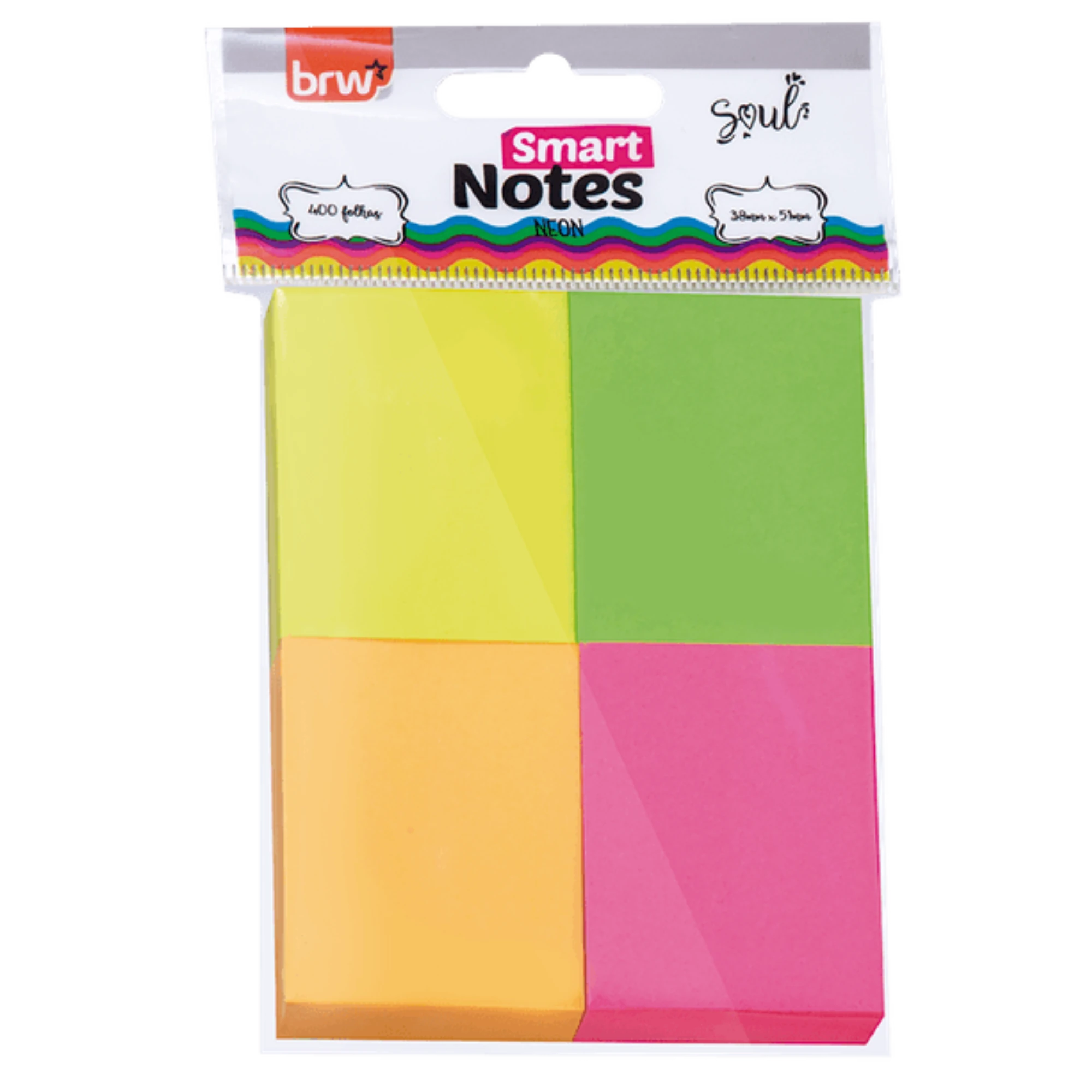 Castro Naves - BLOCO ADESIVO 38X50 COL NEON 100F C/4 BL BRW - 9119 01