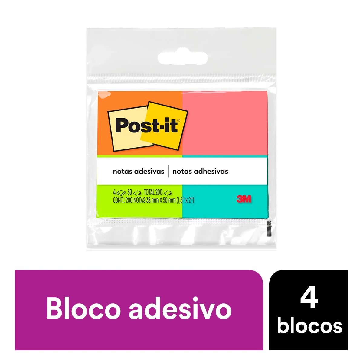Castro Naves - BLOCO ADESIVO 38X50 TROPICAL 200F POST-IT - 11877 02