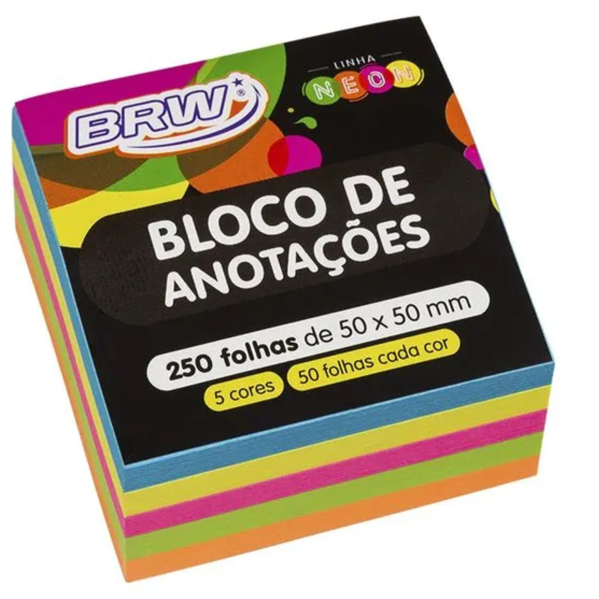 Castro Naves - BLOCO ADESIVO 50X50 COL NEON CUBO C/250F BRW - 9120 01