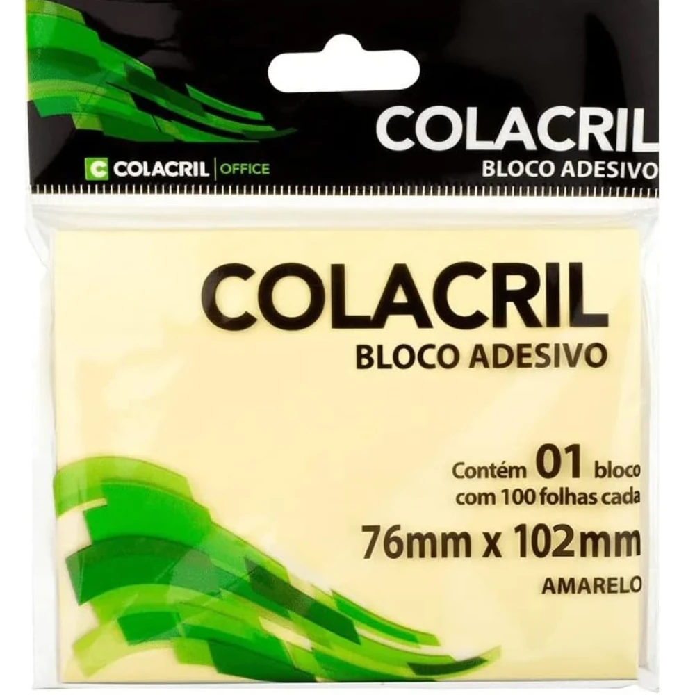 Castro Naves - BLOCO ADESIVO 76X101 AM 100F COLACRIL - 12733 01
