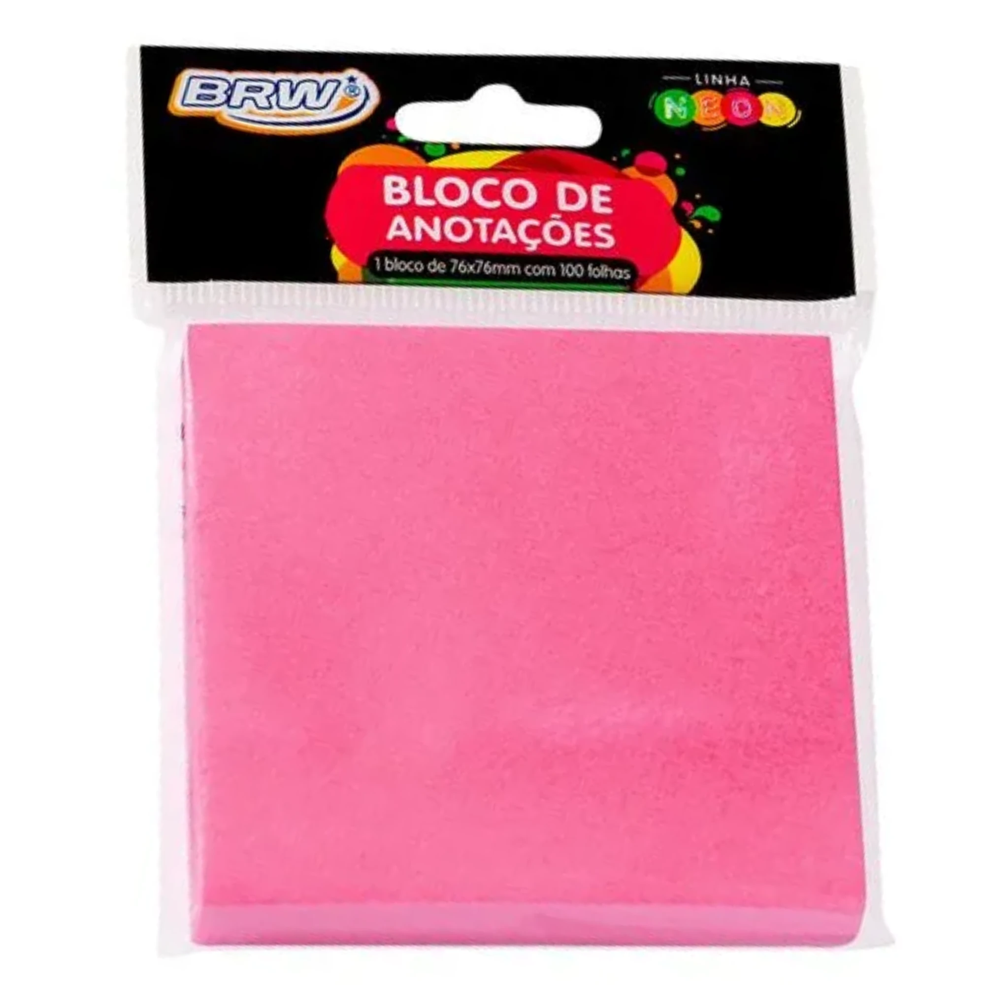 Castro Naves - BLOCO ADESIVO 76X76 ROSA NEON 100F BRW - 9127 01