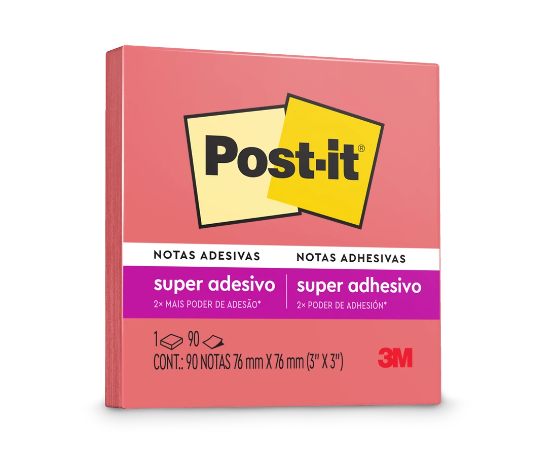 Castro Naves - BLOCO ADESIVO 76X76 ROSA POPPY 90F POST-IT - 8454 01