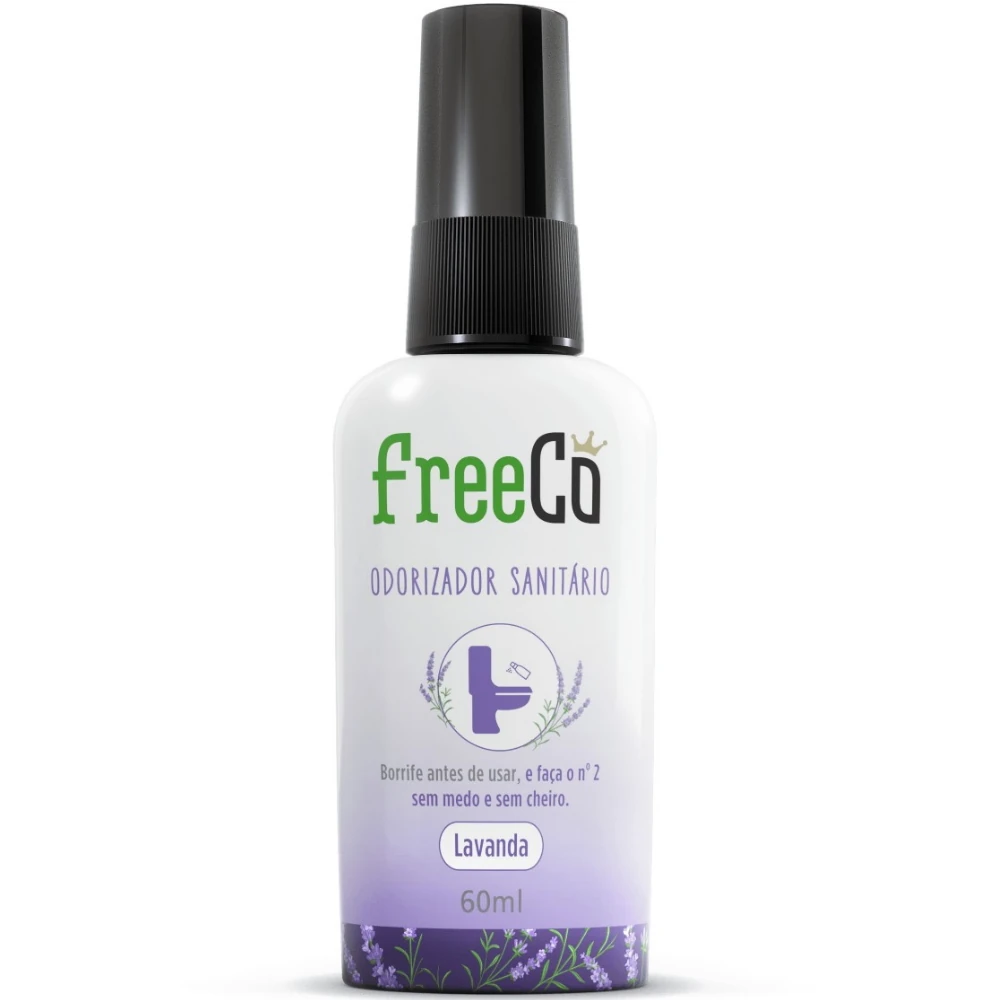 Bloqueador de Odores Sanitários FreeCô 60ml Lavanda. Fazer o nr. 2 sem constrangimento.