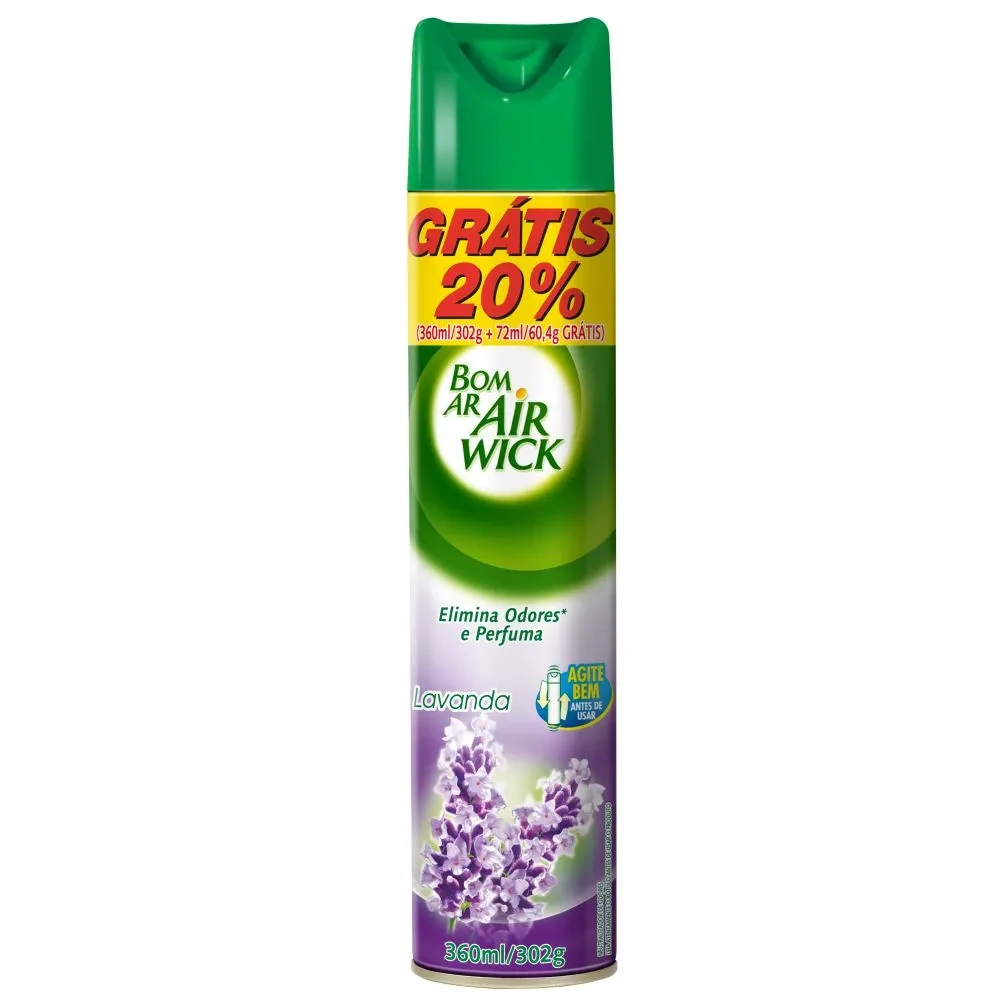 Odorizador Aerossol Bom Ar Air Wick Lavanda 360ml + 72ml (Grátis 20%)