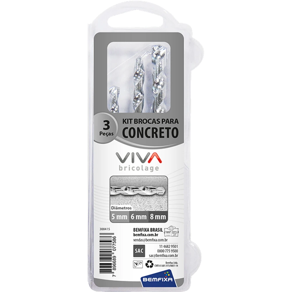 Castro Naves - BROCA PARA CONCRETO KIT C/ 3 (5, 6, 8mm) - 81620 01