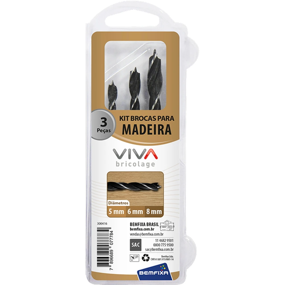 Castro Naves - BROCA PARA MADEIRA KIT C/ 3 (5, 6, 8mm) - 81638 01