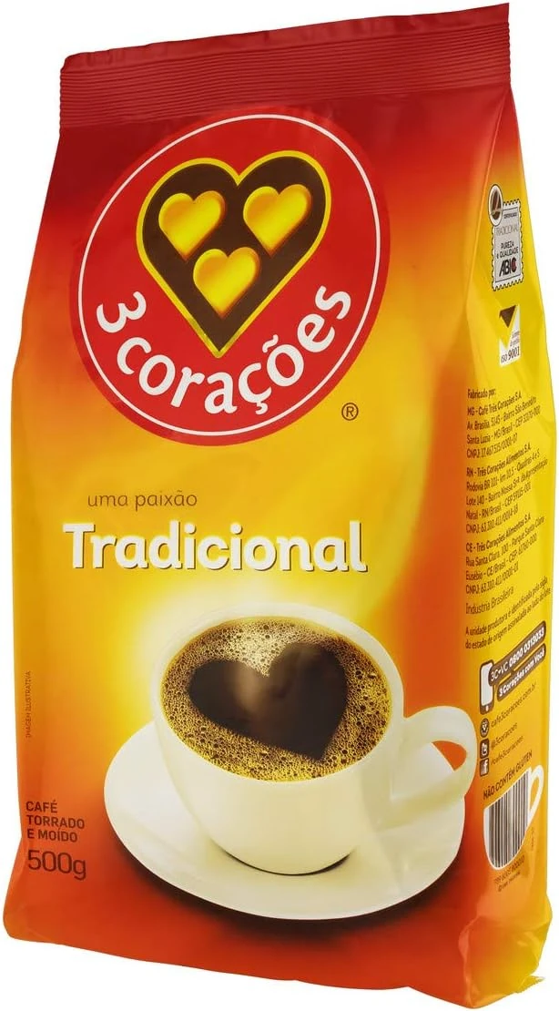 Café Torrado e Moído 3 Corações Tradicional Pouch 500g