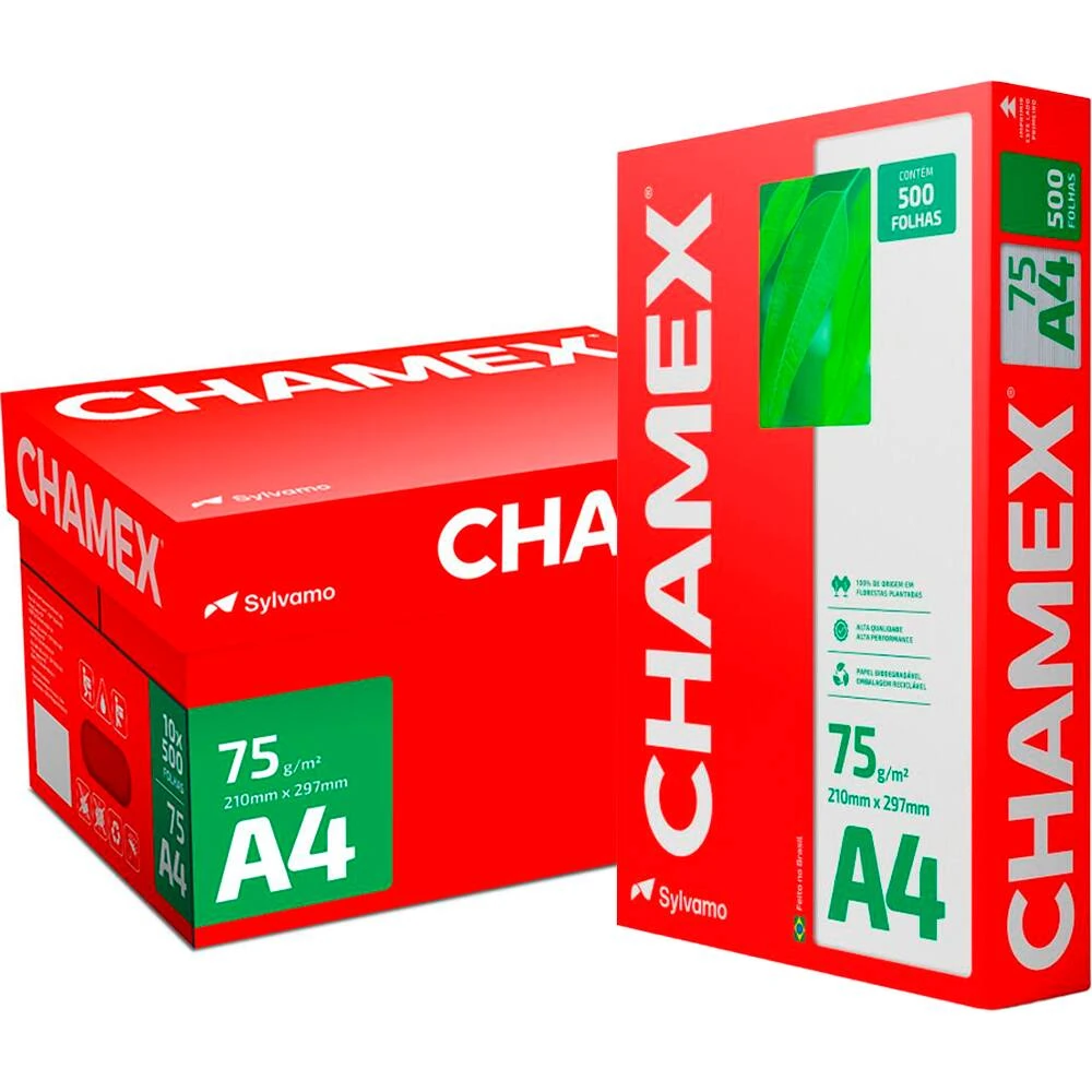 Castro Naves - CAIXA COM 10 RESMAS DE  CHAMEX CÓD.14553 - 9817 01