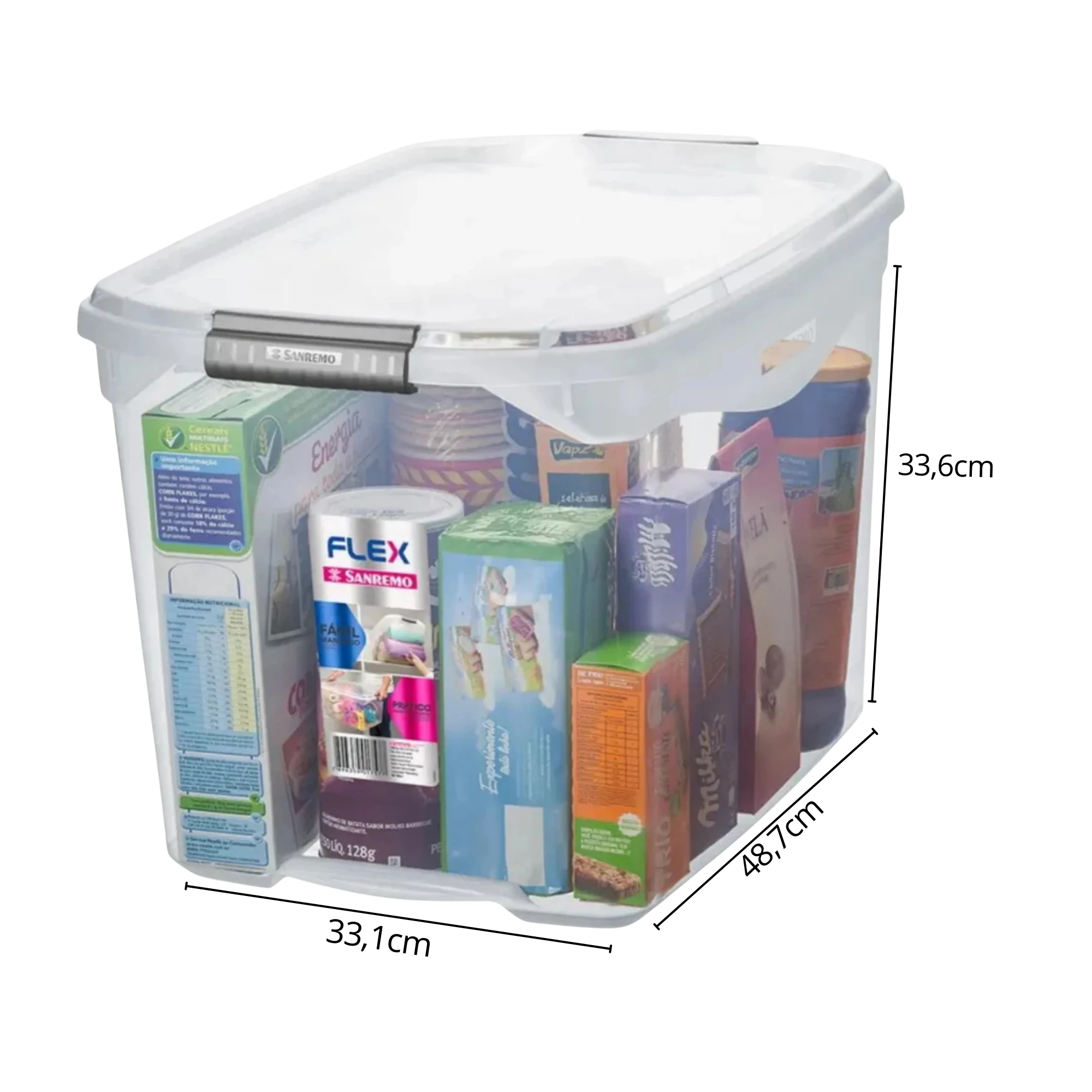 Caixa Organizadora Plástica Transparente 36 Litros 48,7x33,1x33