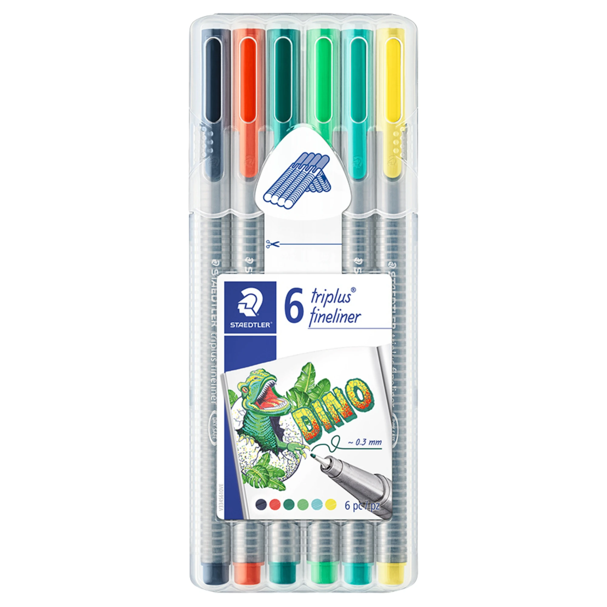 Imagem - Caneta Hidrográfica 0.3mm Triplus Fineliner 334 em Formato Triangular Estojo c/ 6 cores Dino Staedtler
