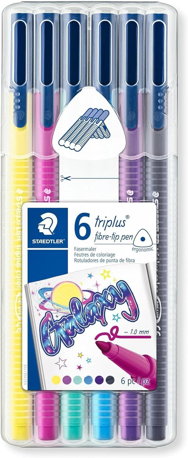 Imagem - Caneta Hidrográfica 0.3mm Triplus Fineliner 334 em Formato Triangular Estojo c/ 6 cores Galaxy Staedtler