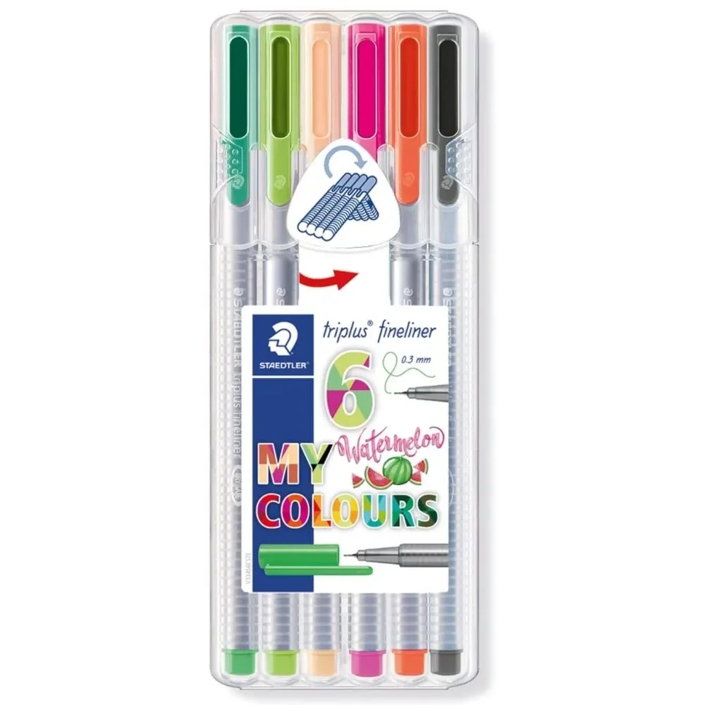 Imagem - Caneta Hidrográfica 0.3mm Triplus Fineliner 334 em Formato Triangular Estojo c/ 6 cores My Colours Staedtler