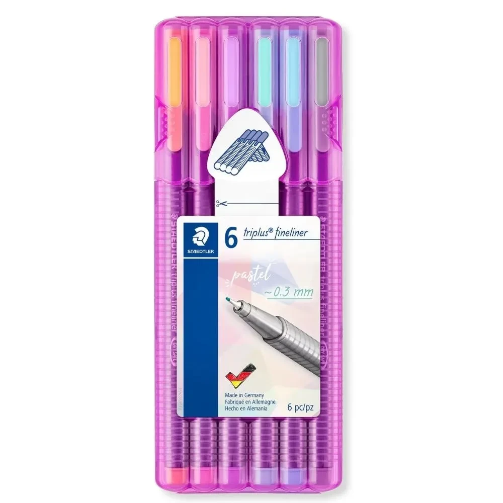 Imagem - Caneta Hidrográfica 0.3mm Triplus Fineliner 334 em Formato Triangular Estojo c/ 6 cores Pastel Staedtler