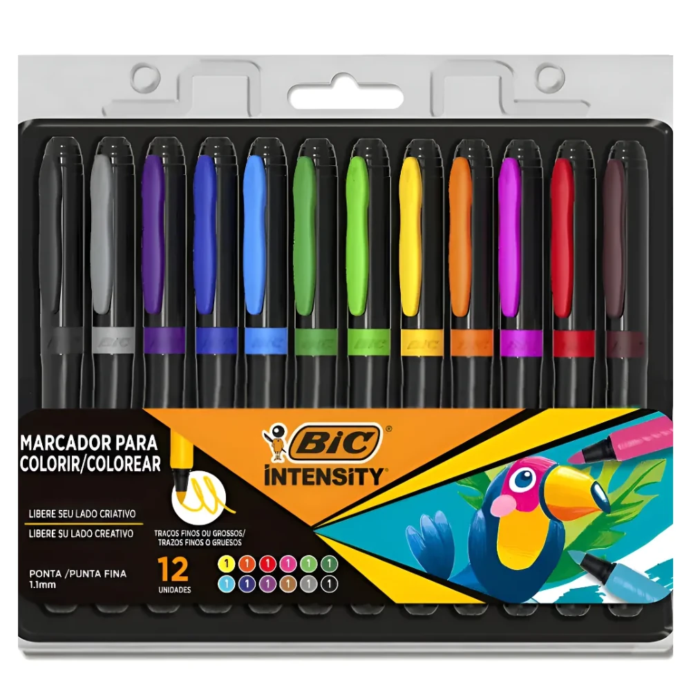 Imagem - Caneta Hidrográfica 1.1mm Intensity Ponta Média BT/12 Cores Vibrantes BIC