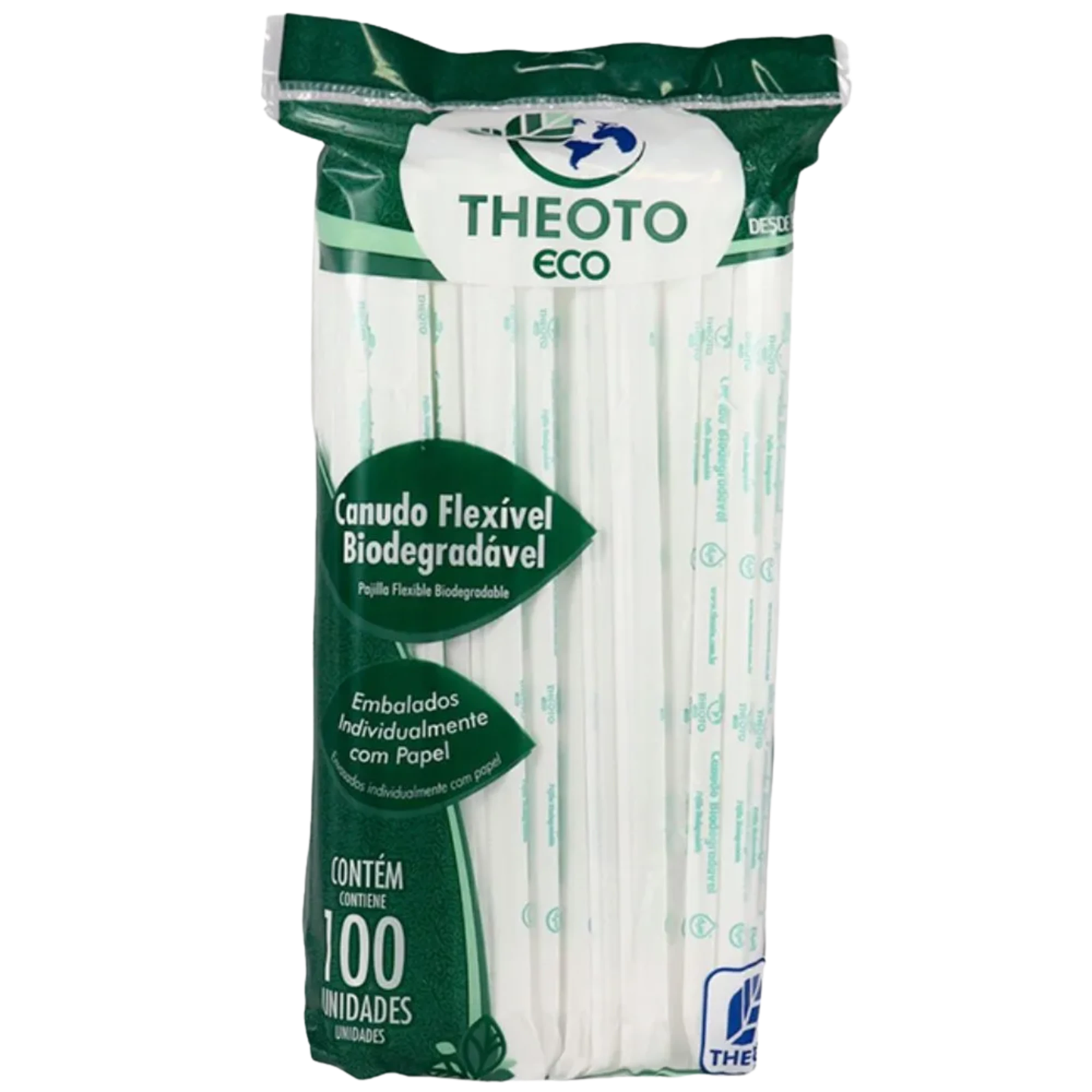 Castro Naves - CANUDO FLEXÍVEL BIODEGRADÁVEL C/100UN THEOTO - 9372 01