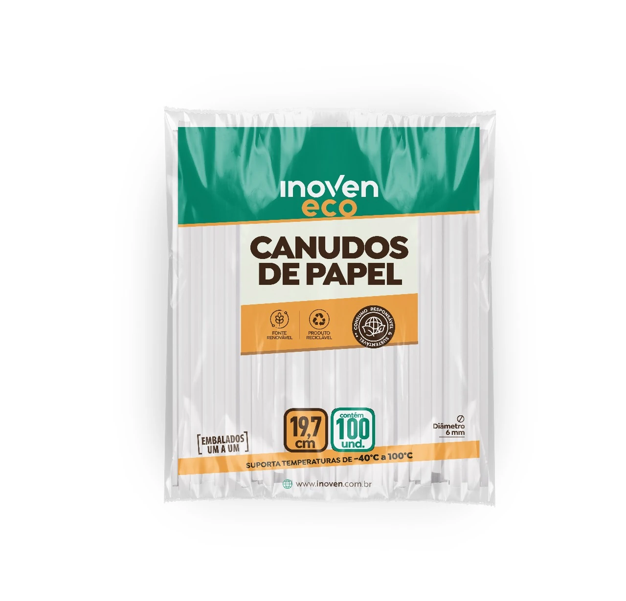 Castro Naves - CANUDO PAPEL BIODEGRADAVEL D6 19,7CM BR C/100 - 106877 01