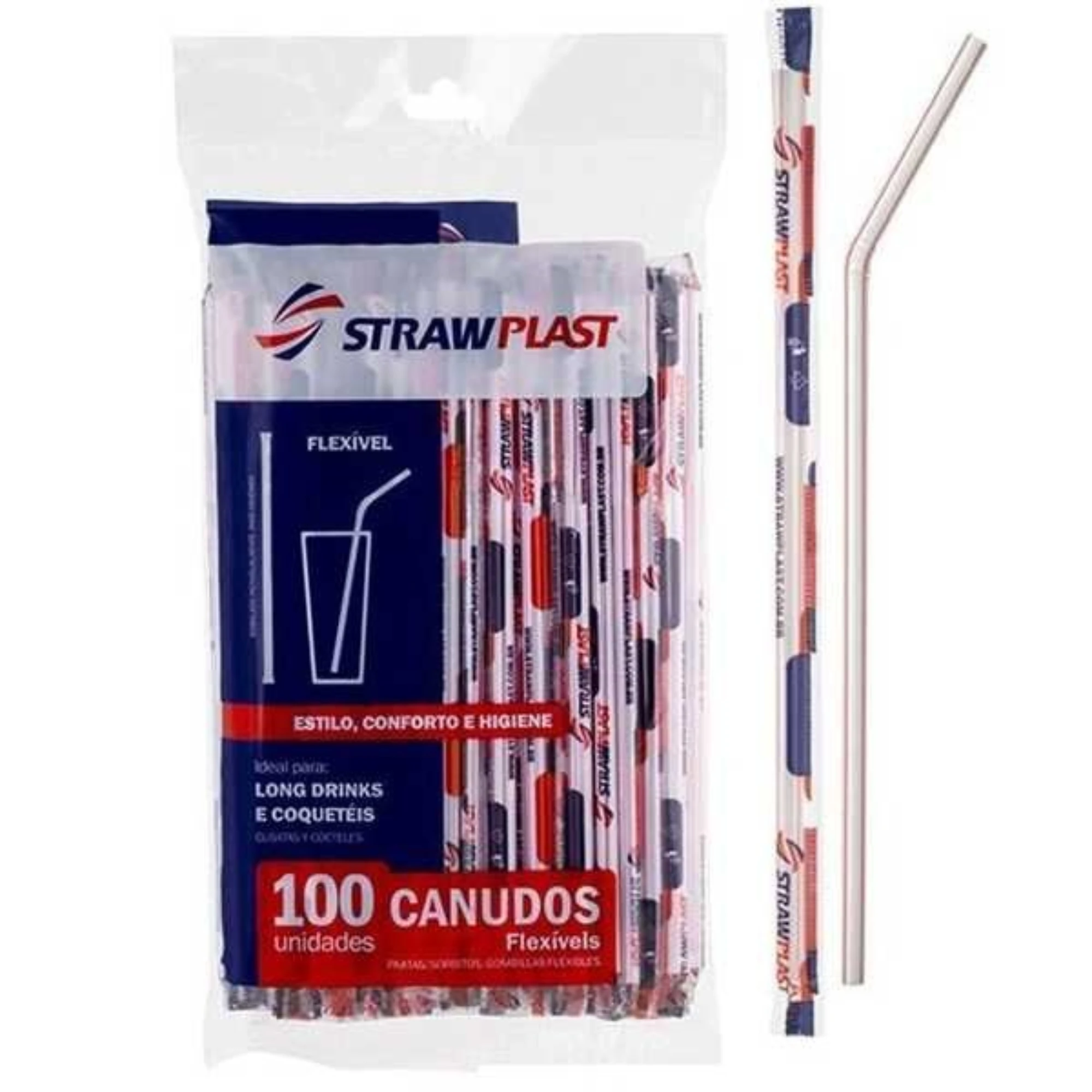 Castro Naves - CANUDO SUCO/VITAMINA 21CM FLEXIVEL PT/100 - 12586 01