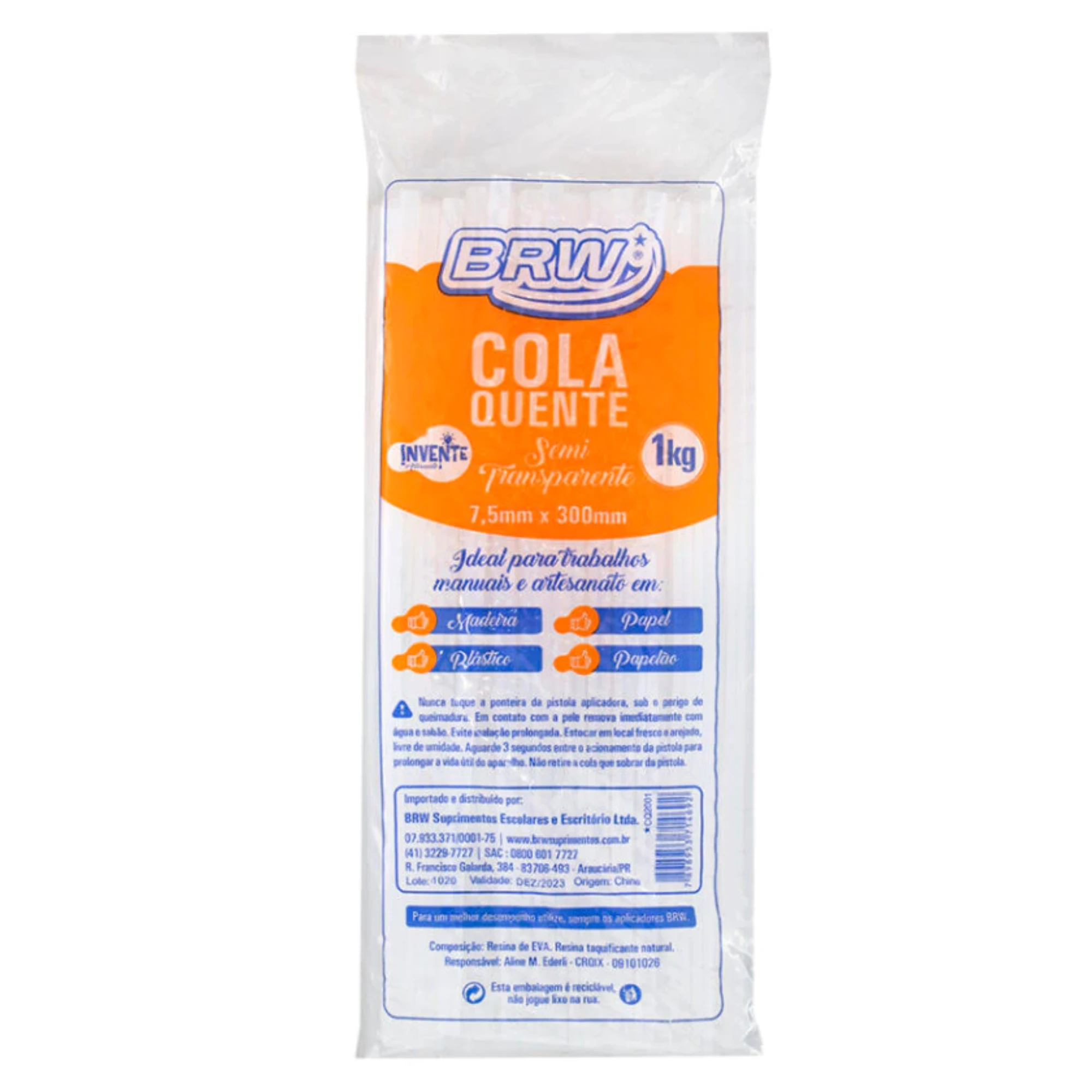 Castro Naves - COLA QUENTE EM BASTAO FINO TRANSPARENTE 1KG - 9158 01
