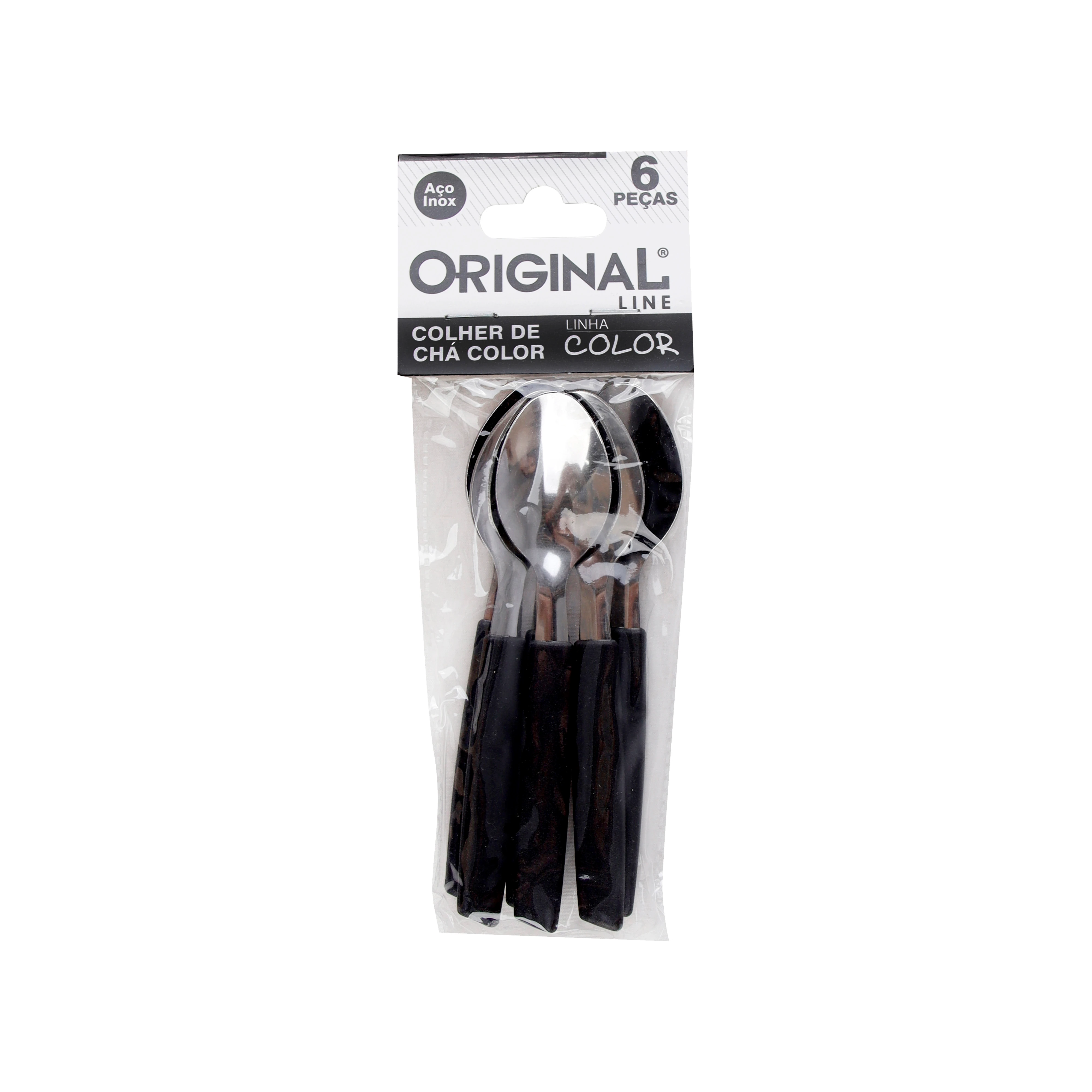 Castro Naves - COLHER DE CHA COLOR PRETO PT/6 - 8683 01
