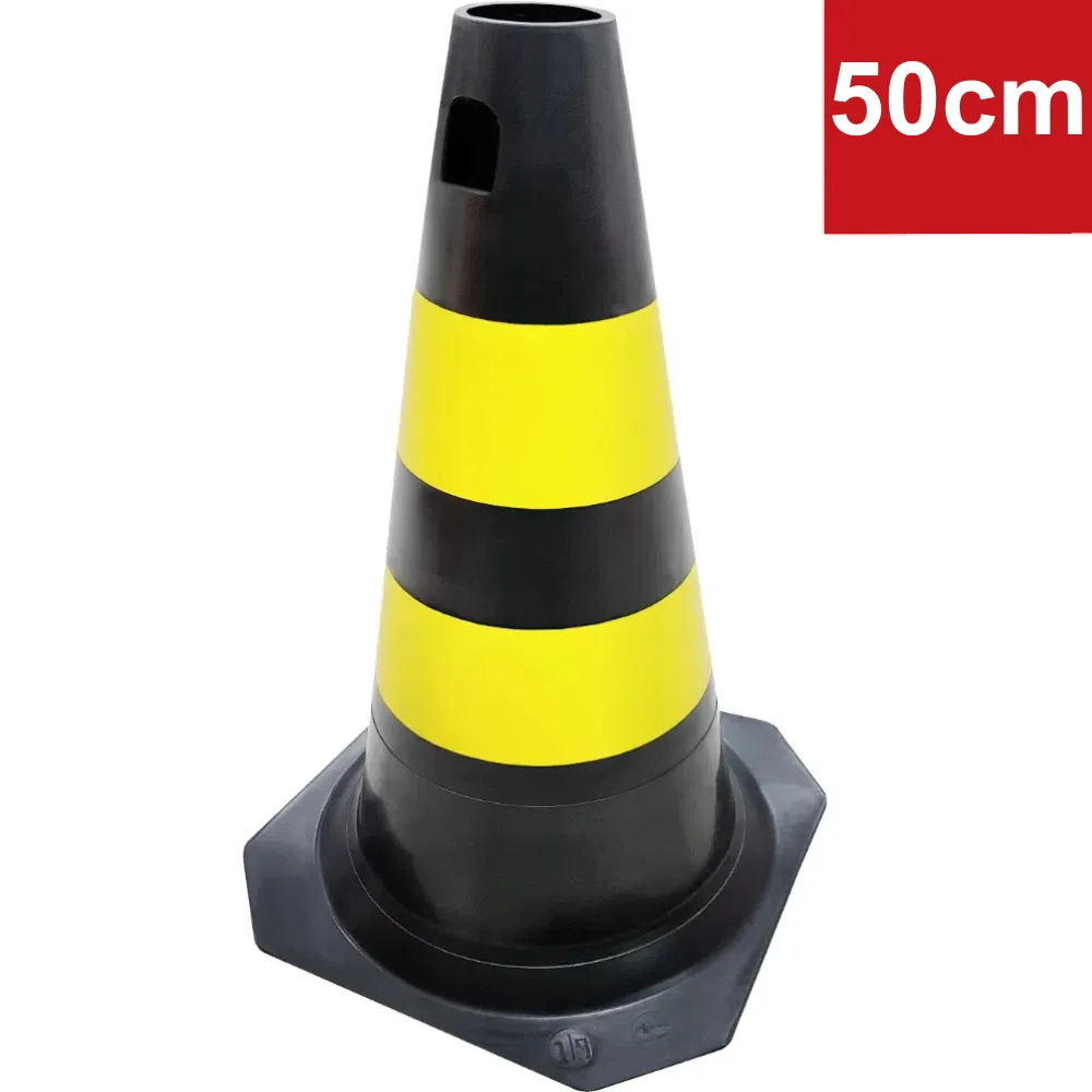 Castro Naves - CONE PLT PRETO E AMARELO 50CM - 15090 01