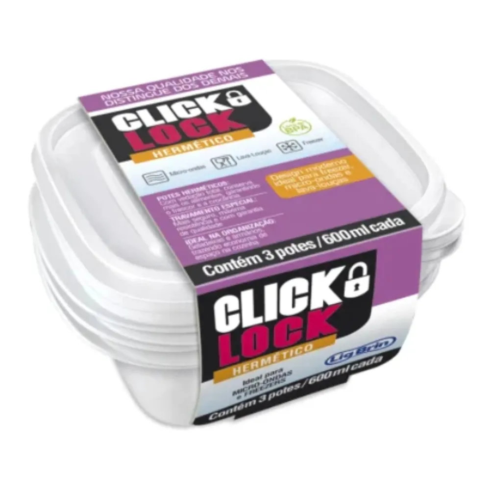 Castro Naves - CONJUNTO C/ 3 POTES CLICK LOCK TR 600ML - 9247 01
