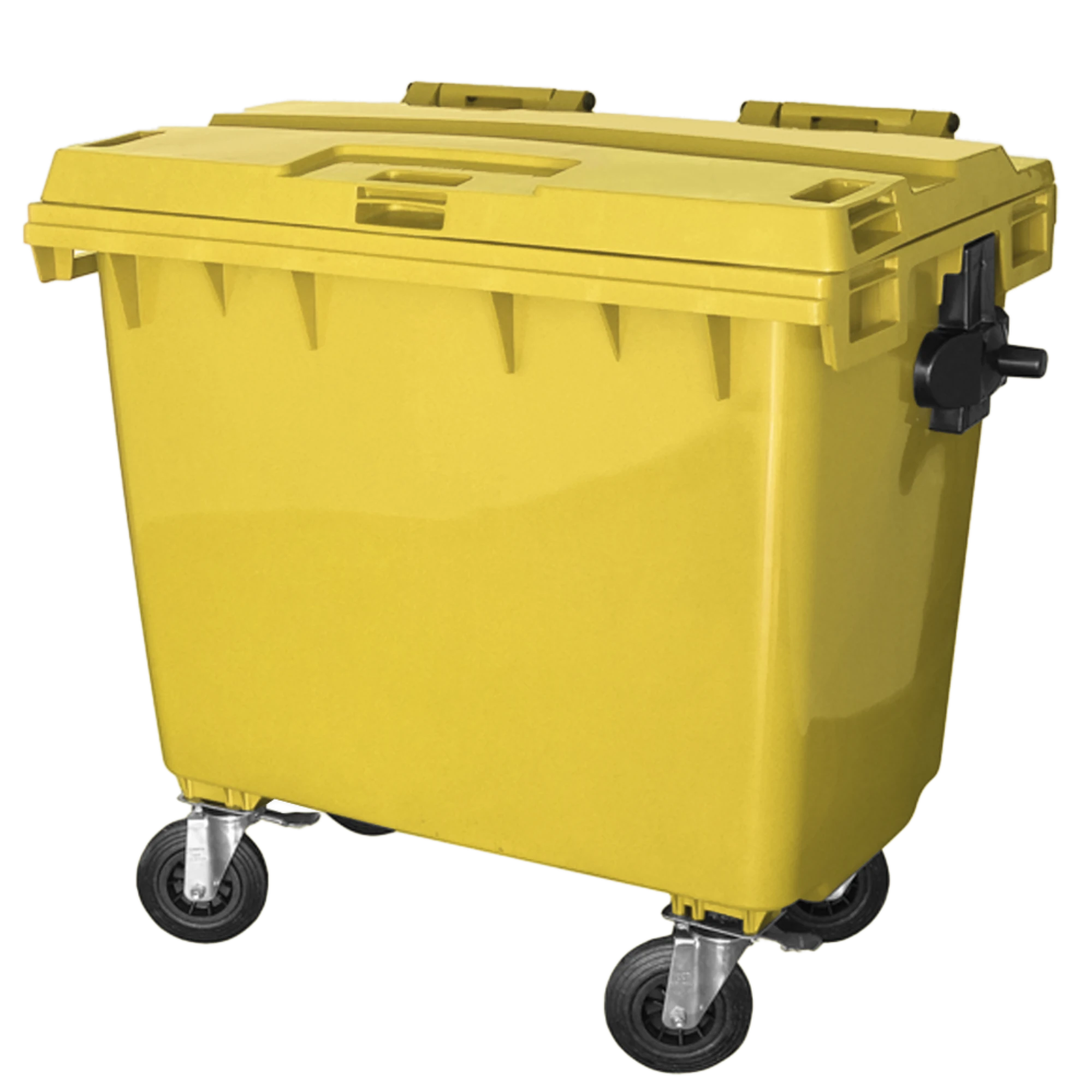 Imagem - Lixeira Container Contentor Plástico para Lixo com Tampa e Rodas 1000 L Amarelo