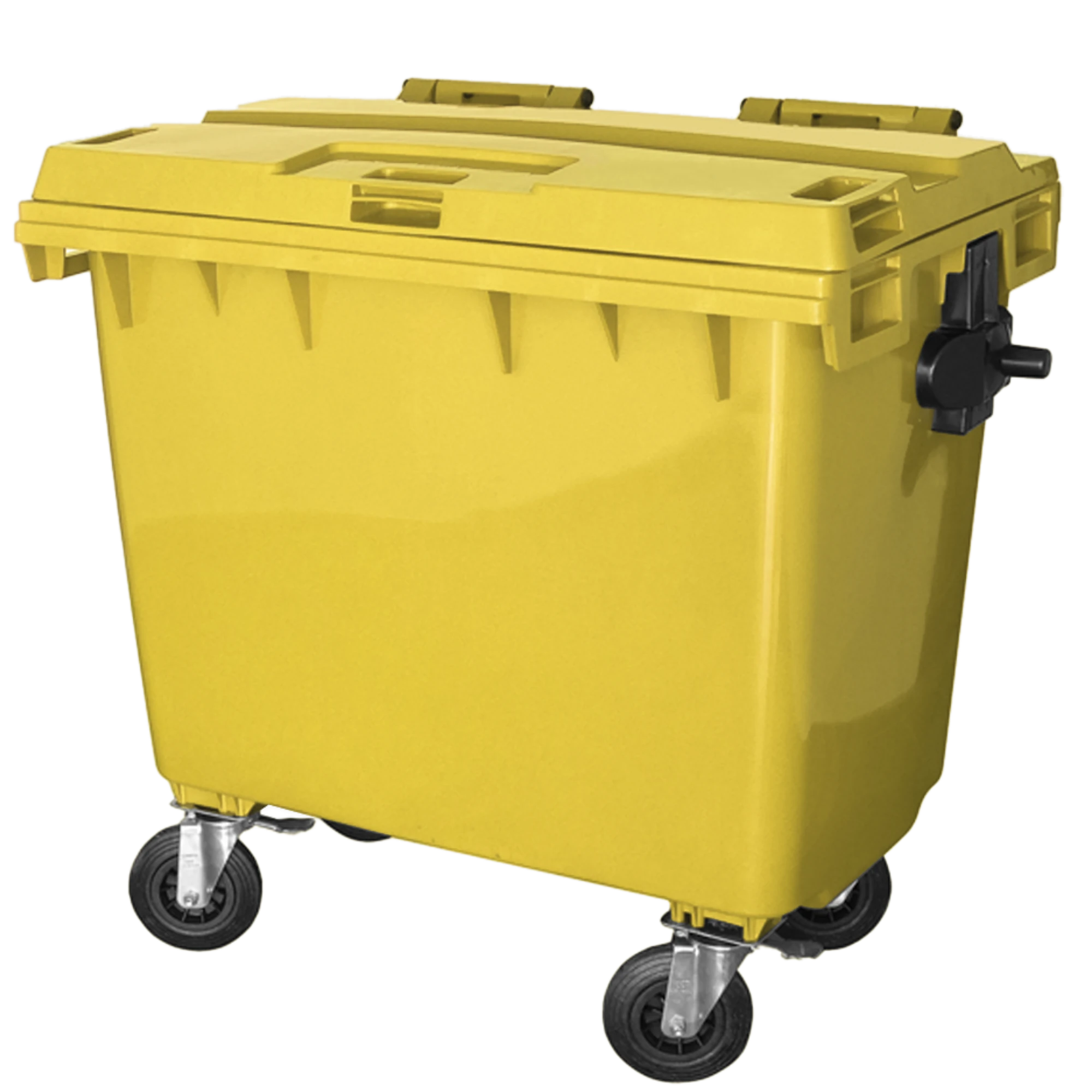 Imagem - Lixeira Container Contentor Plástico para Lixo com Tampa e Rodas 660 L Amarelo