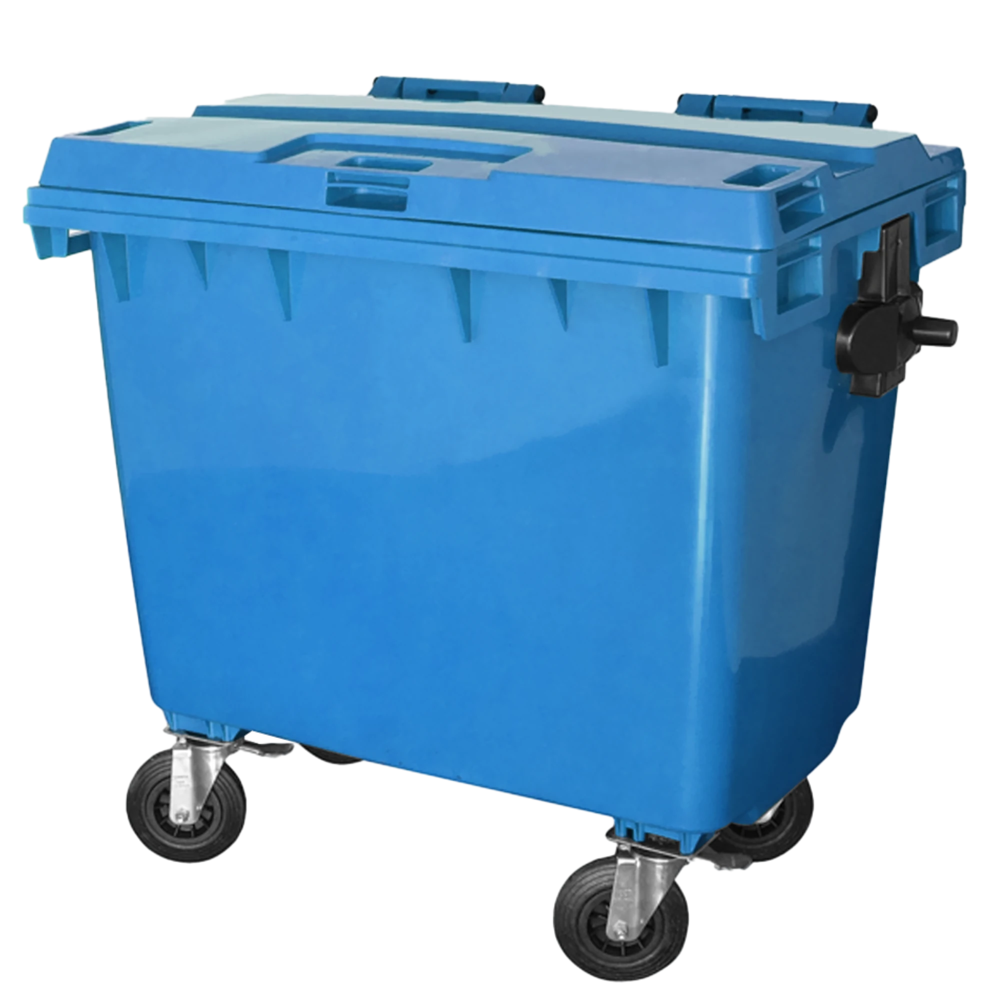 Imagem - Lixeira Container Contentor Plástico para Lixo com Tampa e Rodas 660 L Azul