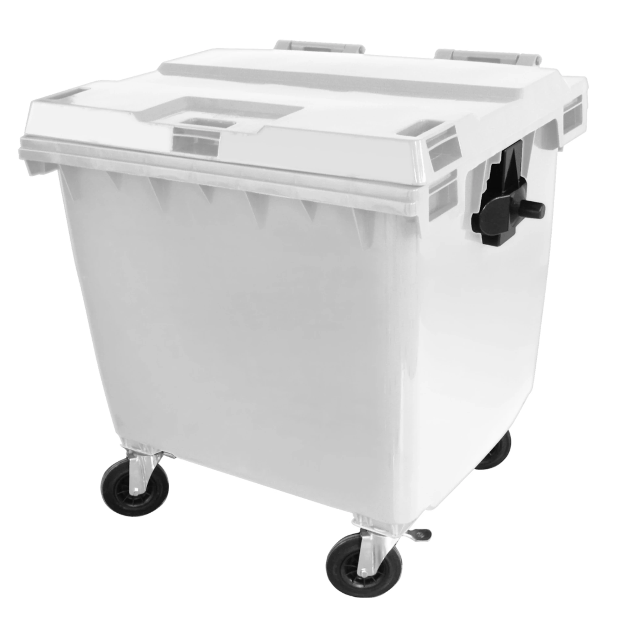 Imagem - Lixeira Container Contentor Plástico para Lixo com Tampa e Rodas 660 L Branco