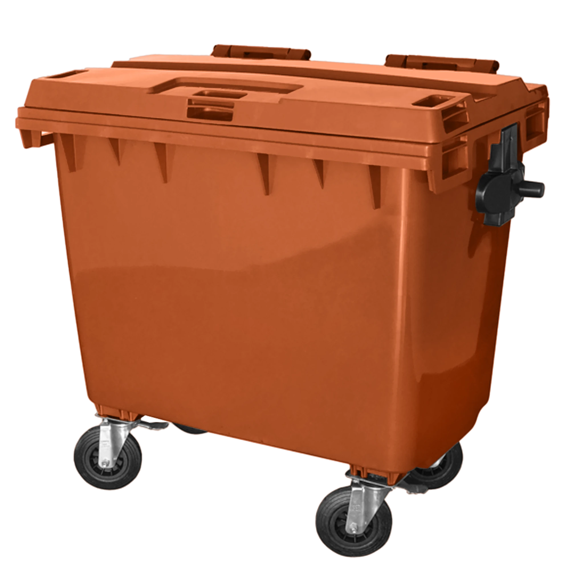 Imagem - Lixeira Container Contentor Plástico para Lixo com Tampa e Rodas 660 L Marrom