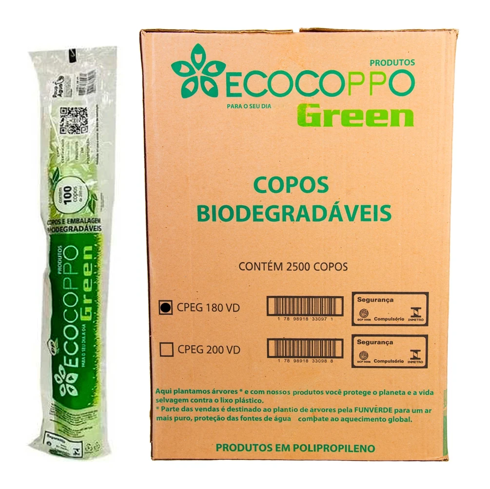 coppoページ Copo Descartável em PP para Água 180ml Verde Green Ecocoppo